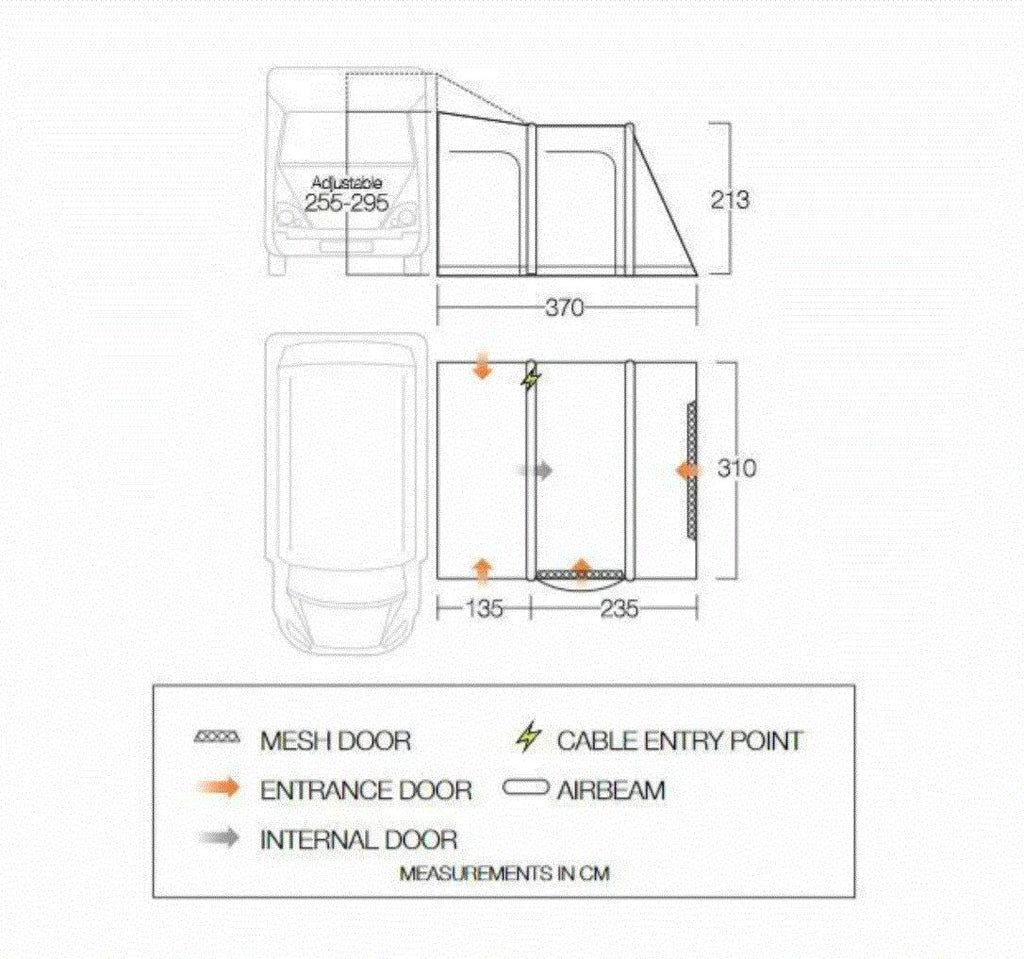 Oppblåsbart bussfortelt Kela Pro Air 310x370 cm vannsøyle 6000 mm - Vango