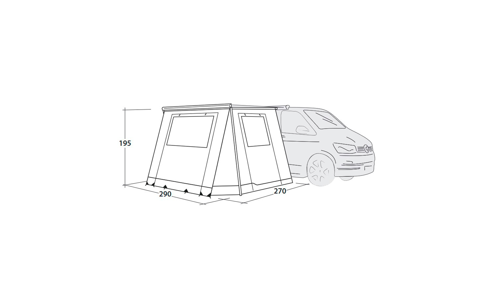 Markisefortelt for campingbuss Backroads Awning Room 290x270 cm - Outwell