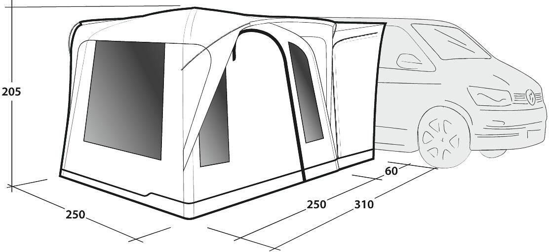 Oppblåsbart bussfortelt Daytona Air 310x250 cm fritstående - Outwell