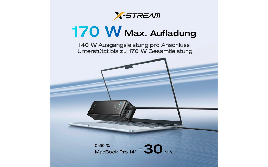 Powerbank Rapid 25K USB-C 25000 mAh 170 W sølv - EcoFlow