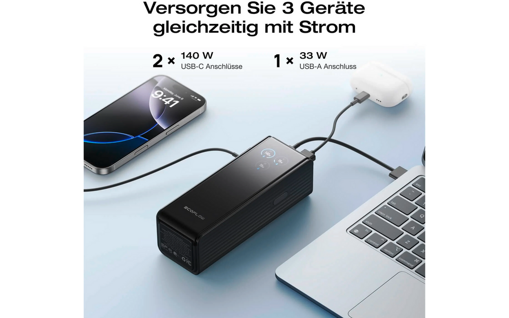 Powerbank Rapid 25K USB-C 25000 mAh 170 W sølv - EcoFlow