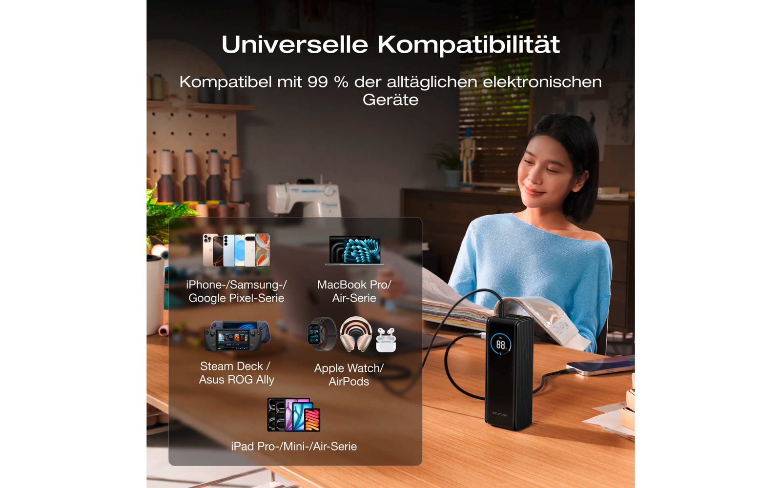 Powerbank Rapid 25K USB-C 25000 mAh 170 W sølv - EcoFlow