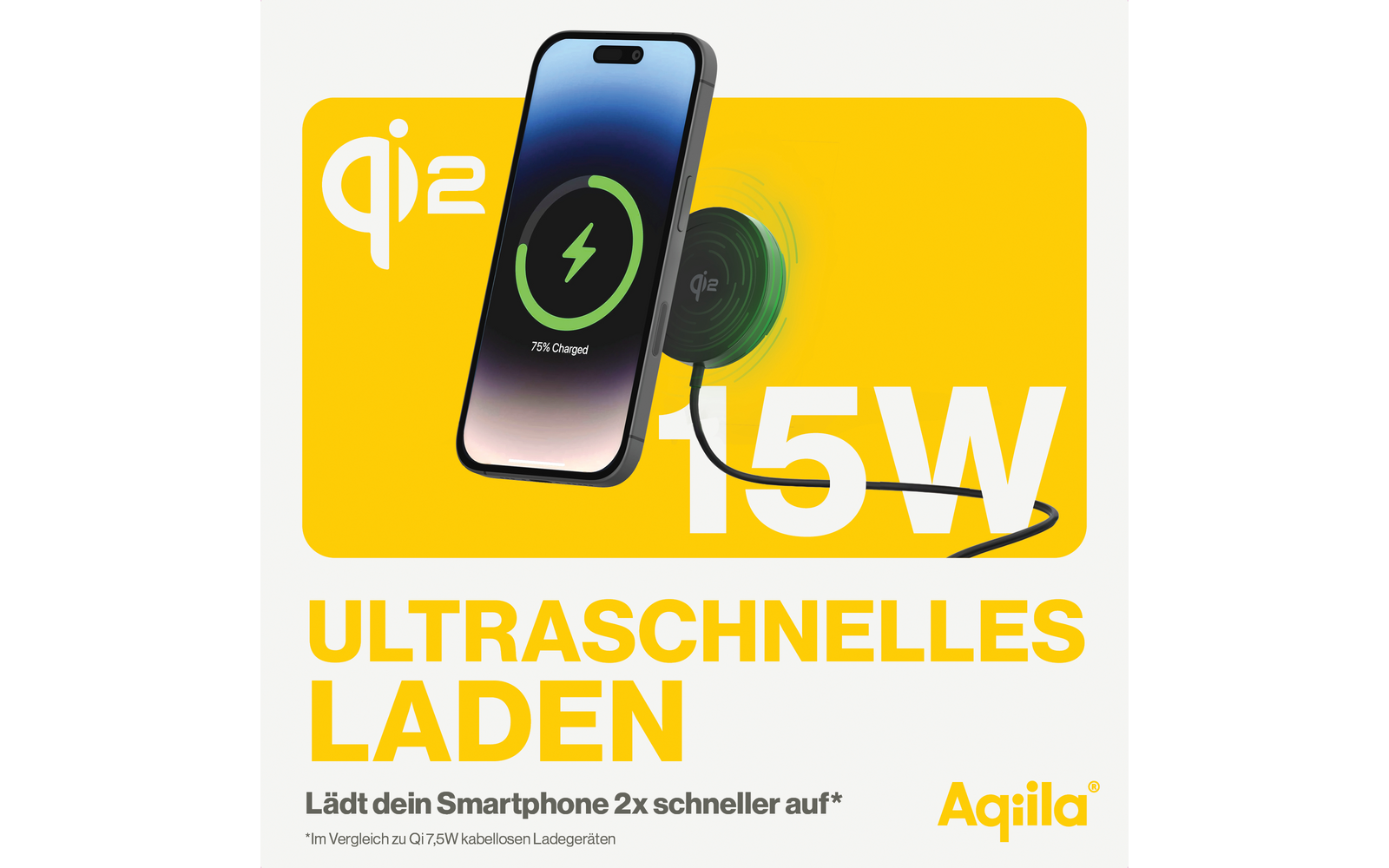 Trådløs telefonlader og -holder Powerbird QC1 15 W Qi2 - Aqiila