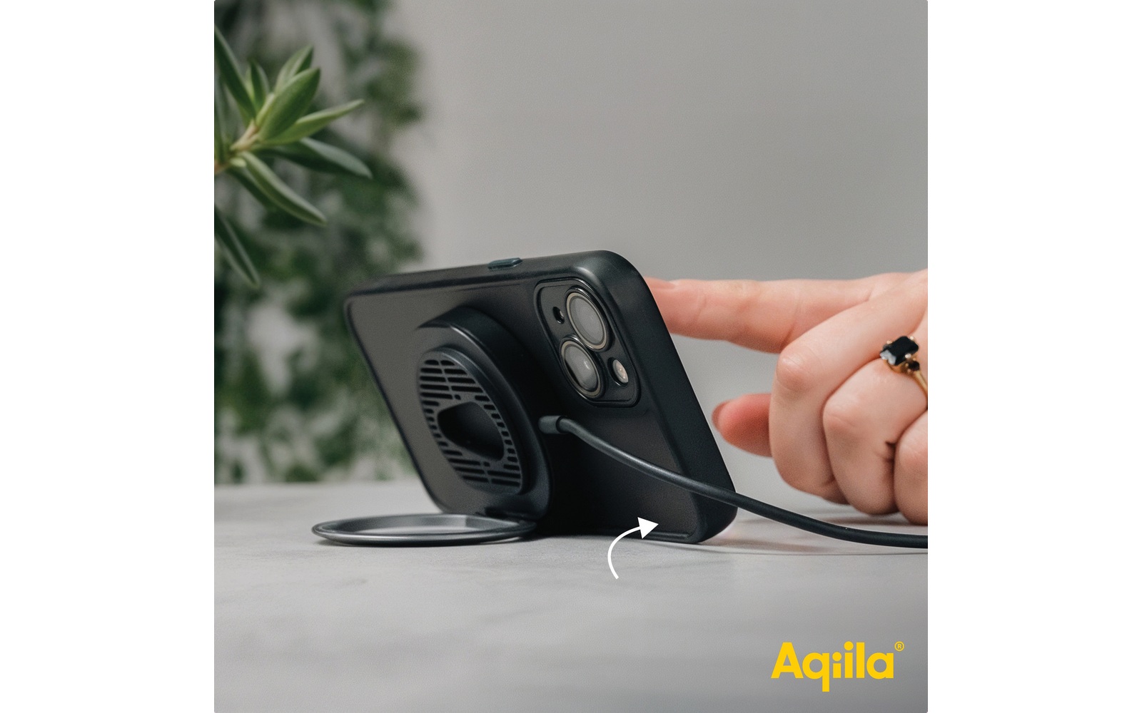 Trådløs telefonlader og -holder Powerbird QC1 15 W Qi2 - Aqiila