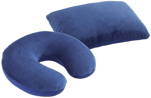 2-i-1 reisepute med nakkestøtte, polyester, blå - Maximex forfra