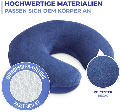 2-i-1 reisepute med nakkestøtte, polyester, blå - Maximex bakside