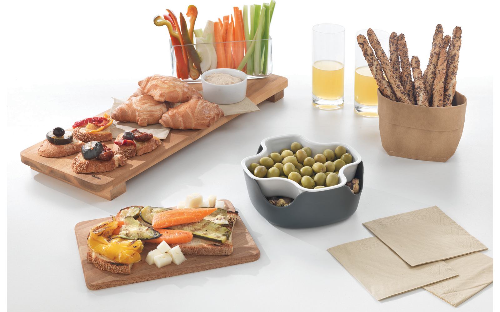 Detalj av 2-i-1 snackskål med avfallsbeholder grå Metaltex