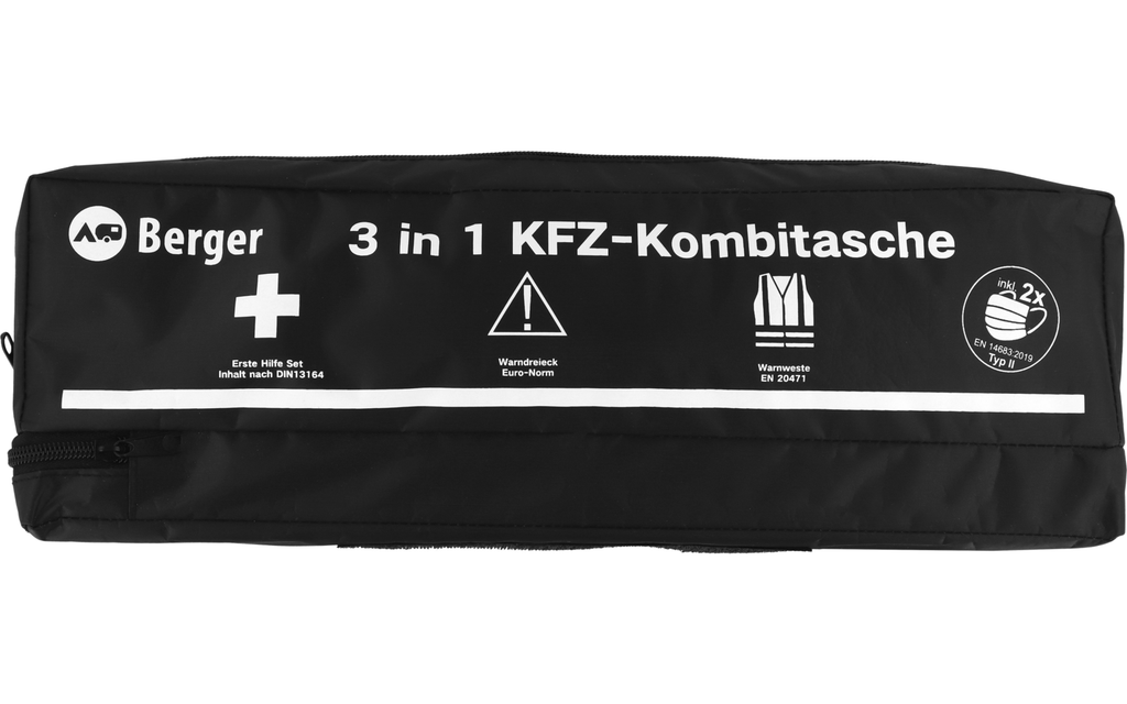 Varslevest fra 3-i-1 kombiveske med førstehjelp, varseltrekant og vest 750 g - CampCare