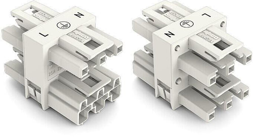 3-veis fordeler WINSTA MIDI 3-polet hvit 25A 250V - WAGO forfra
