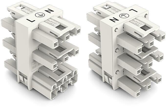 5-veis fordeler WINSTA MIDI 3-polet hvit 25A 250V forfra