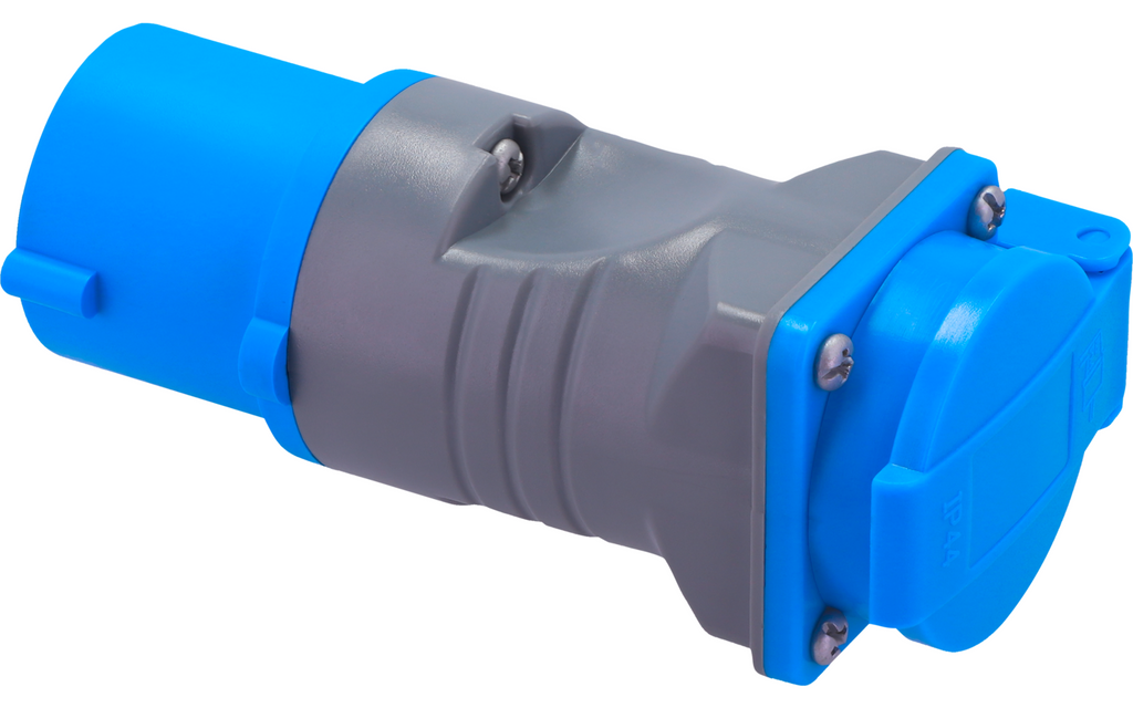 Adapter CEE-støpsel til jord-kobling 16A IP44, 150 g bakside