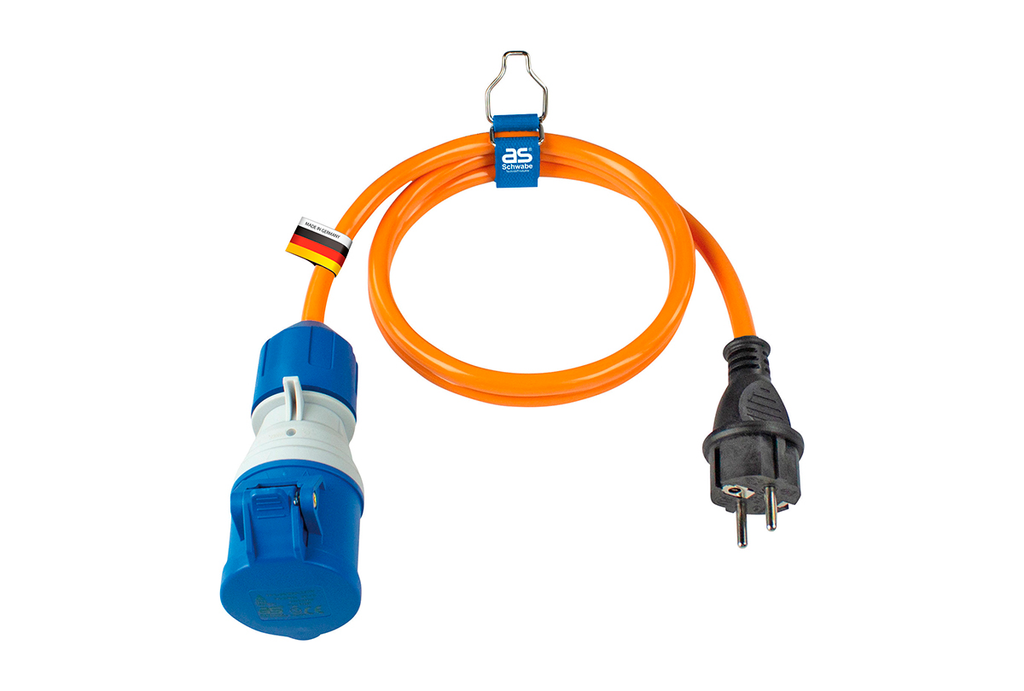 Adapterkabel CEE med LED-spenningsindikator oransje - AS-Schwabe forfra