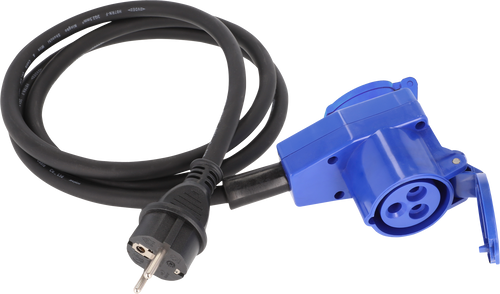 Adapterkabel CEE-vinkelkobling 3-polet med jordingsuttak 1,5 m 16A forfra
