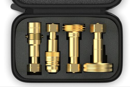 Adaptersett for gassflasker W21.8L med etui for Europa - DREHMEISTER forfra