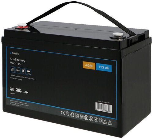 AGM-batteri MAB-115 bakside med tilkoblinger