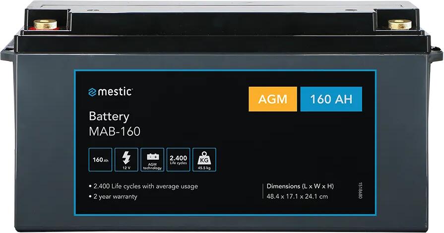 Detalj av AGM-batteri MAB 12V for campingkjøretøy