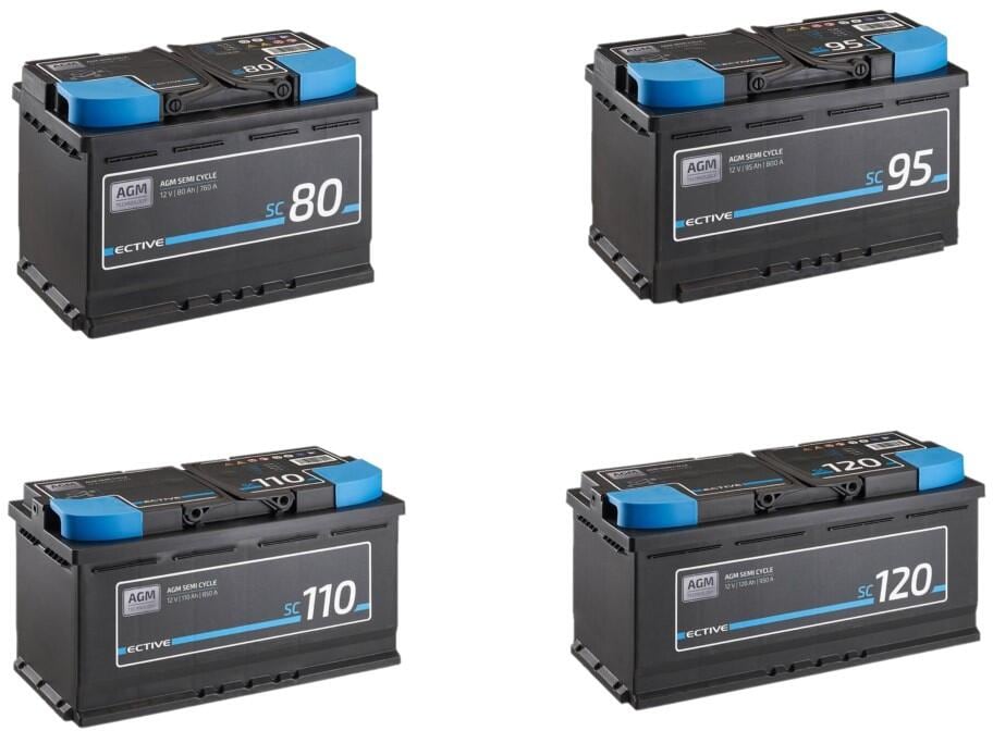 AGM-batteri Semi Cycle for bobil og båt 12V fra ECTIVE for kraftig og sikker strømforsyning