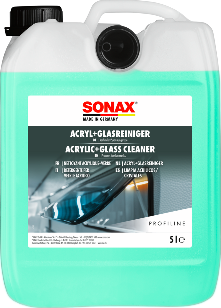 Akryl- og glassrens 5 liter for plexiglass og speil - Sonax foran
