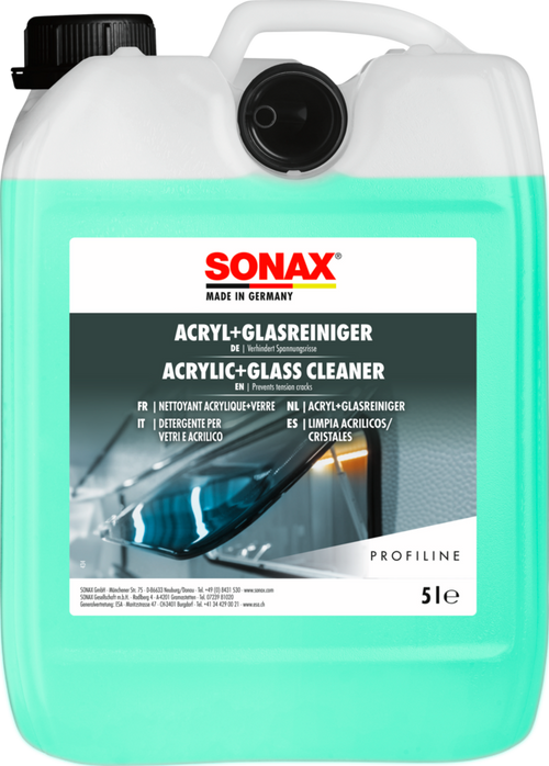Akryl- og glassrens 5 liter for plexiglass og speil - Sonax foran
