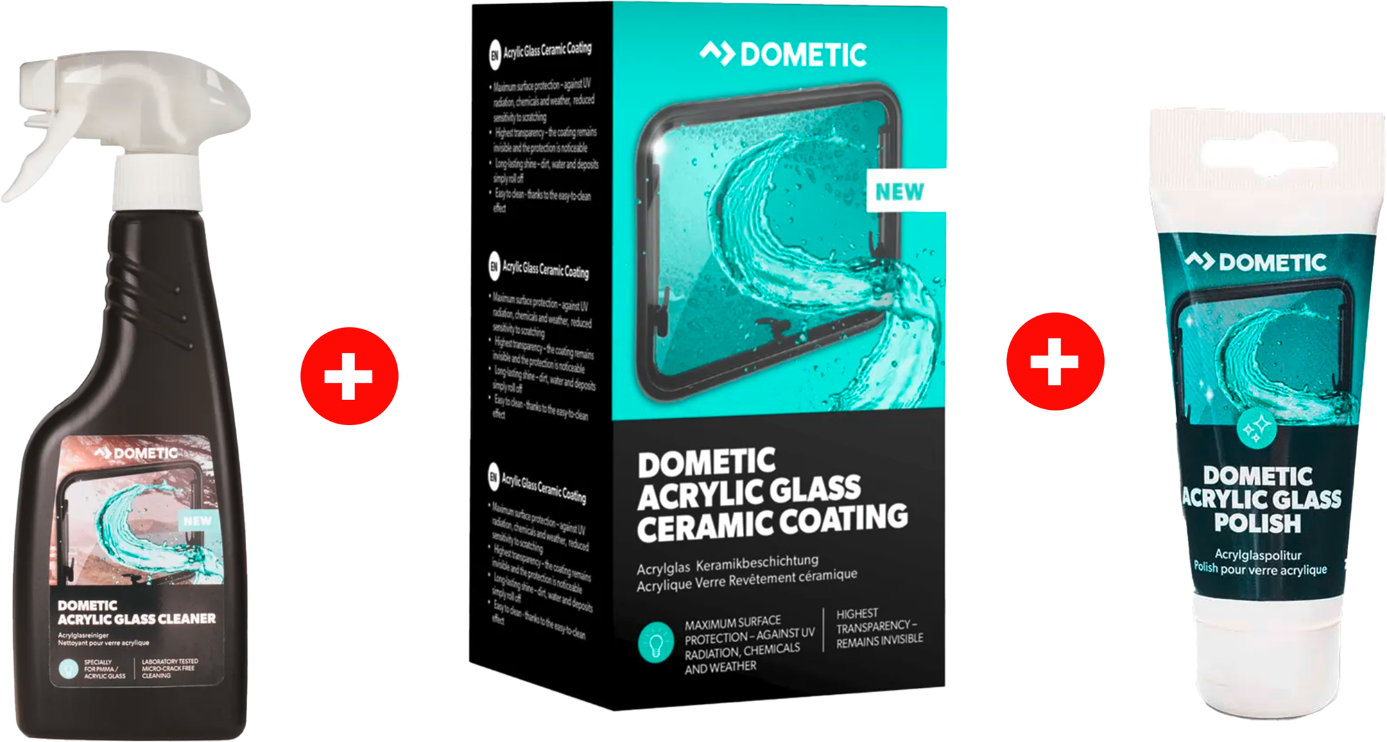 Akrylglass pleieset 3-delt med polering og rengjøring - Dometic for effektiv pleie
