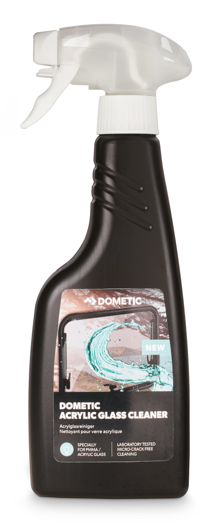 Akrylglassrens 500 ml for vinduer og takluker - Dometic flaske forfra