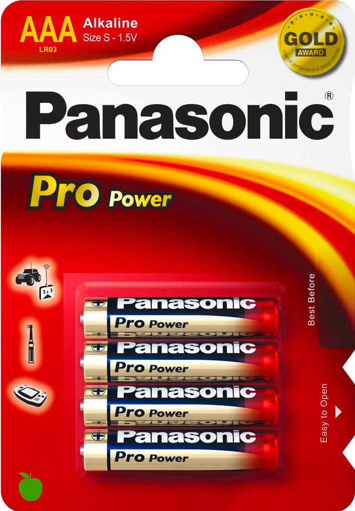 Forfra bilde av Alkaline batteri AAA LR03 4-pack Pro Power Panasonic