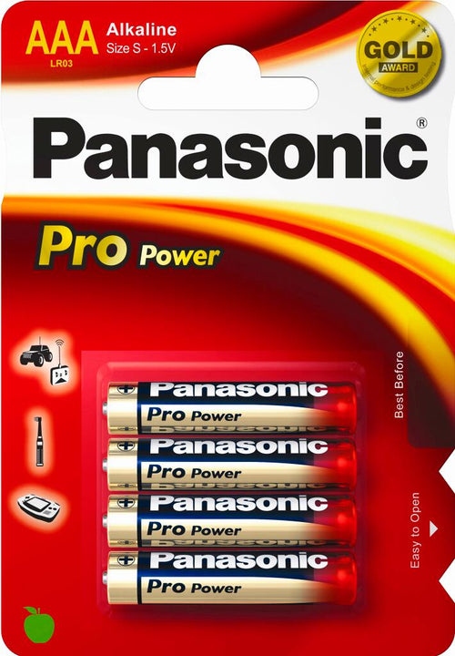 Forfra bilde av Alkaline batteri AAA LR03 4-pack Pro Power Panasonic