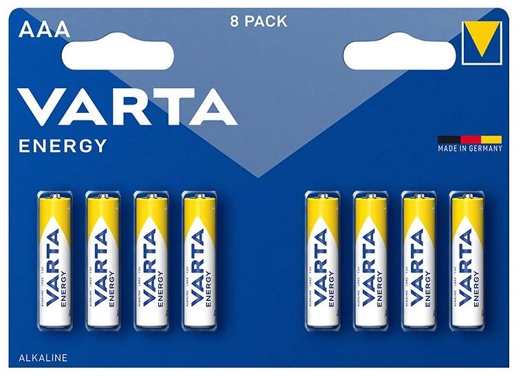 Alkaline batterier AAA 1,5V 8-pakning LR03 - VARTA bakside