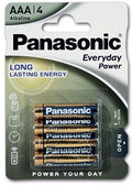 Alkalisk batteri AAA 1,5V 4-pakning - Panasonic forfra
