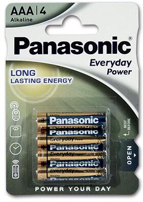 Alkalisk batteri AAA 1,5V 4-pakning - Panasonic forfra