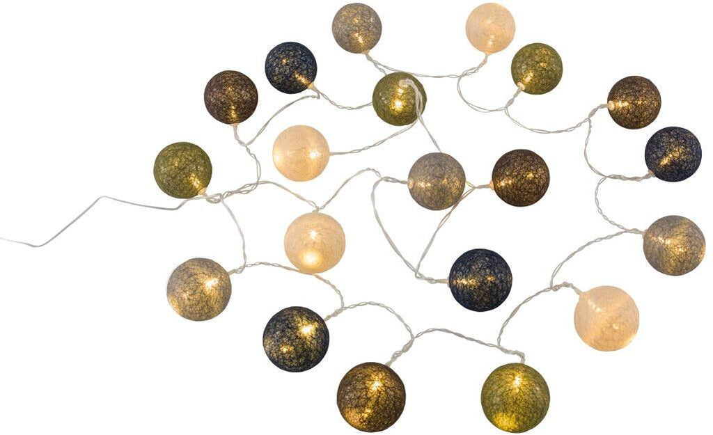 Detalj av Alpha lyslenke med bomullskuler 20 LED 285 cm IP44