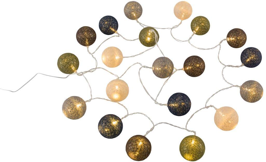Detalj av Alpha lyslenke med bomullskuler 20 LED 285 cm IP44