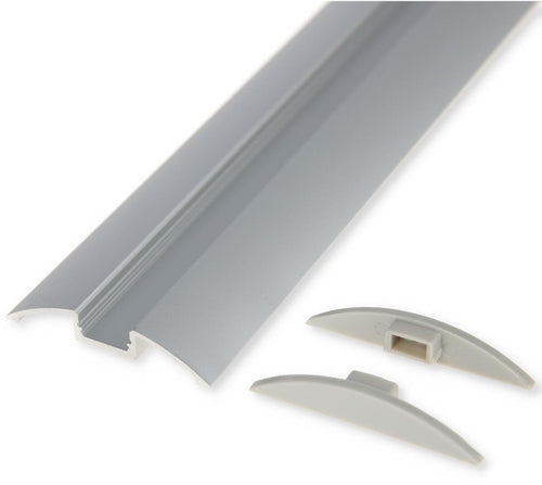 Aluminiumprofil-sett halvrundt for LED-bånd 1,5 m satinert forfra