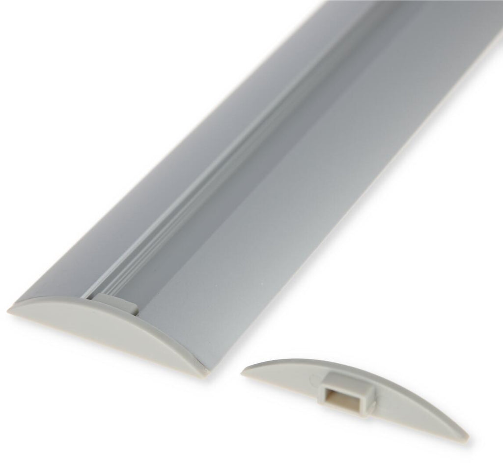 Aluminiumprofil-sett halvrundt for LED-bånd 1,5 m satinert bakside