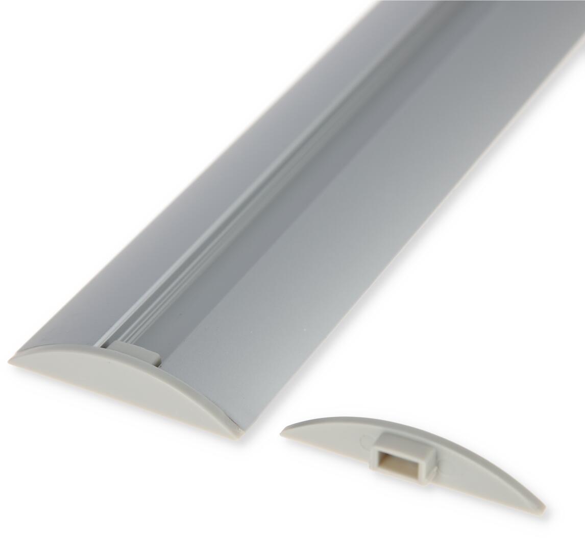 Aluminiumprofil-sett halvrundt for LED-bånd 1,5 m satinert bakside