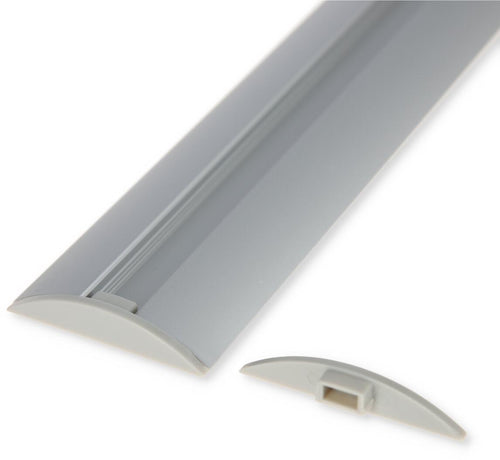 Aluminiumprofil-sett halvrundt for LED-bånd 1,5 m satinert bakside
