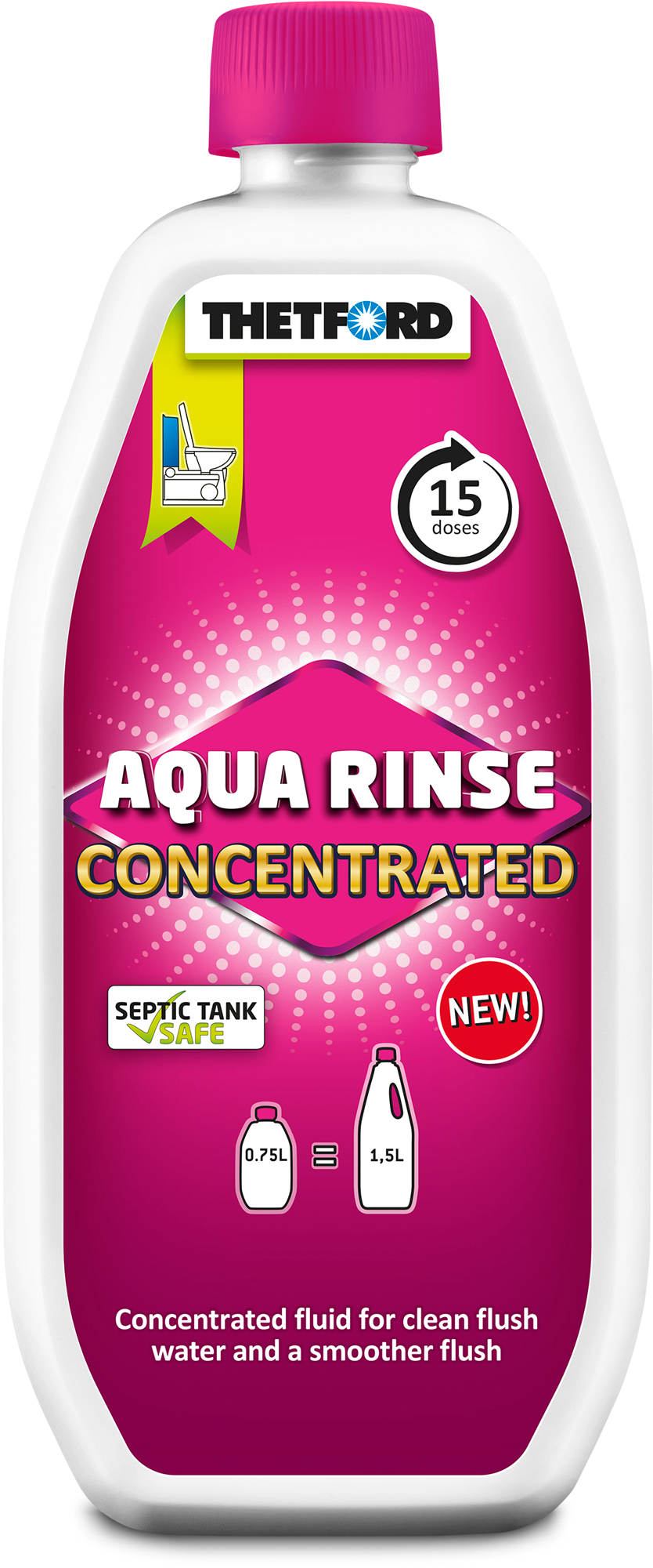 Aqua Rinse Concentrated spylevannstilsetning 750 ml - Thetford flaske for campingtoalett
