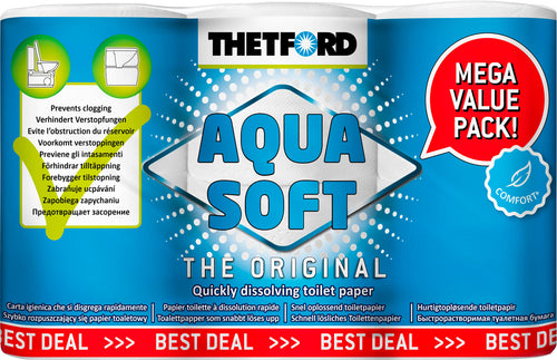 Aqua Soft ComfortPlus toalettpapir 6 ruller - Thetford for bobilbruk