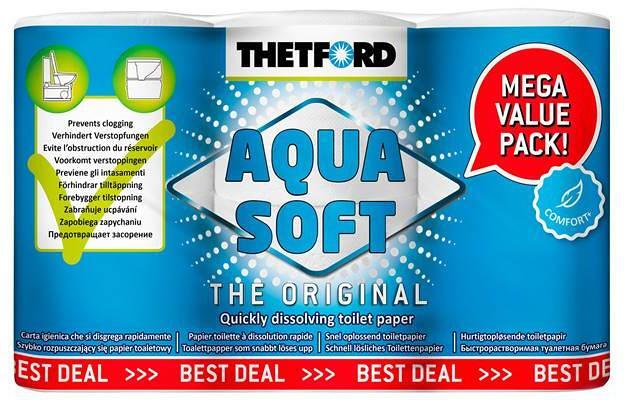 Detalj av Aqua Soft toalettpapir for kassettoalett Thetford