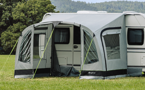Arona Alu reisefortelt for campingvogn forfra med innganger