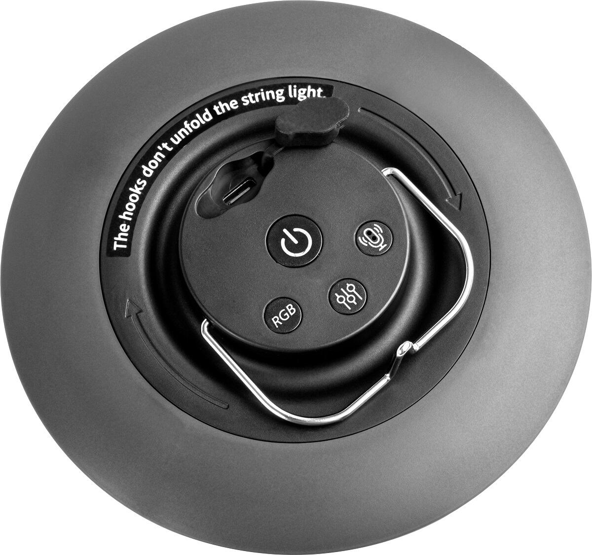 Montert Astra LED-lyslenke 10m med campinglampe 2-i-1 - Brunner på campingplass