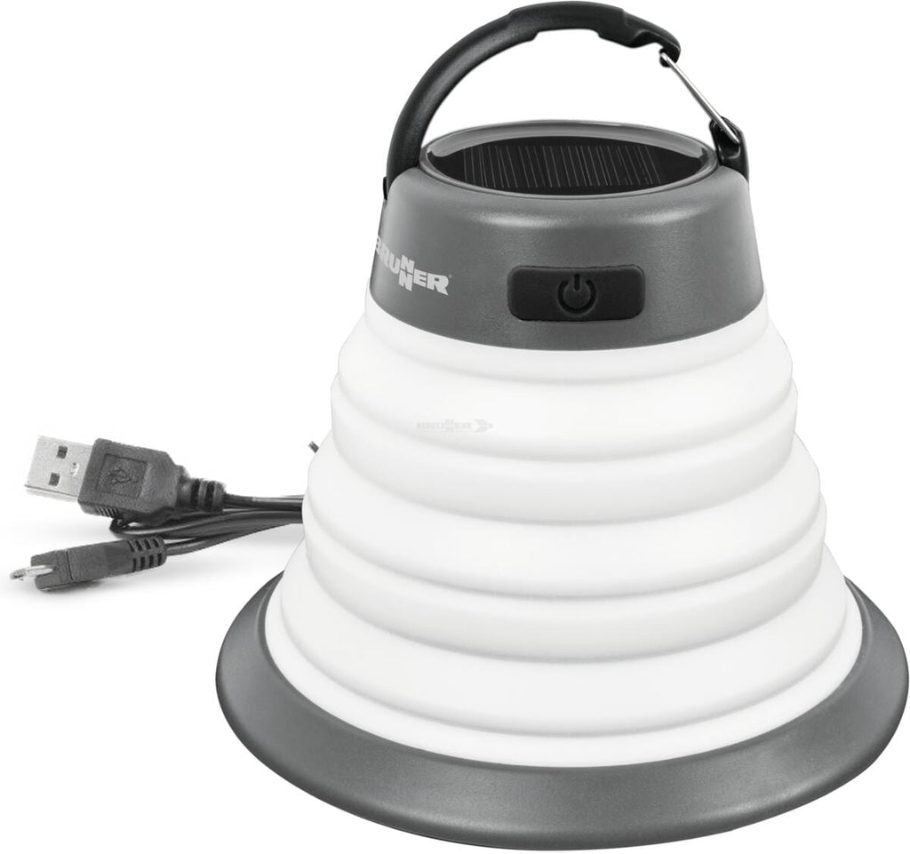 AURA sammenleggbar silikonlampe 300lm grå forfra