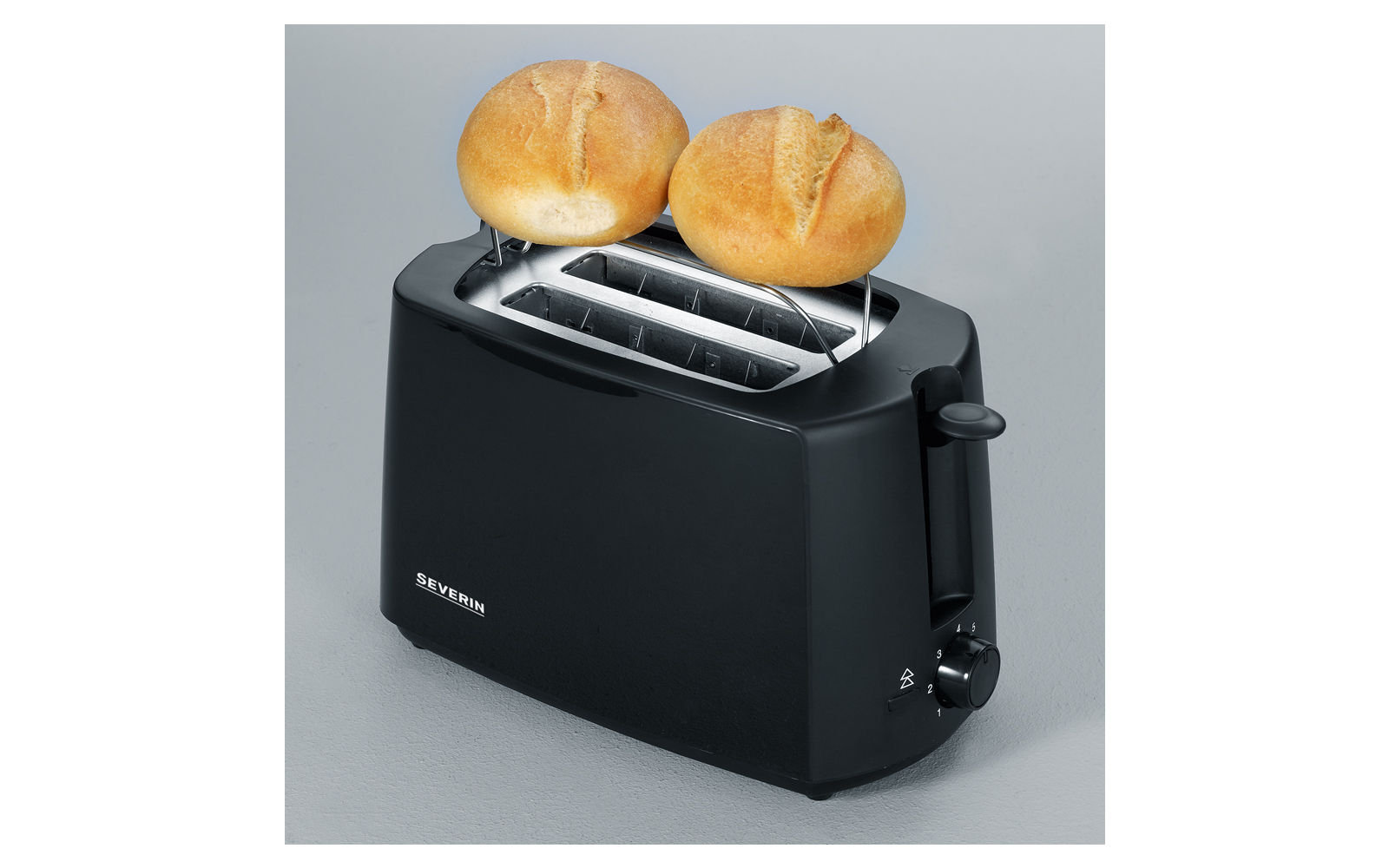 Baksiden av Automatisk toaster 2 spor 700 W med rundstykkevarmer Severin