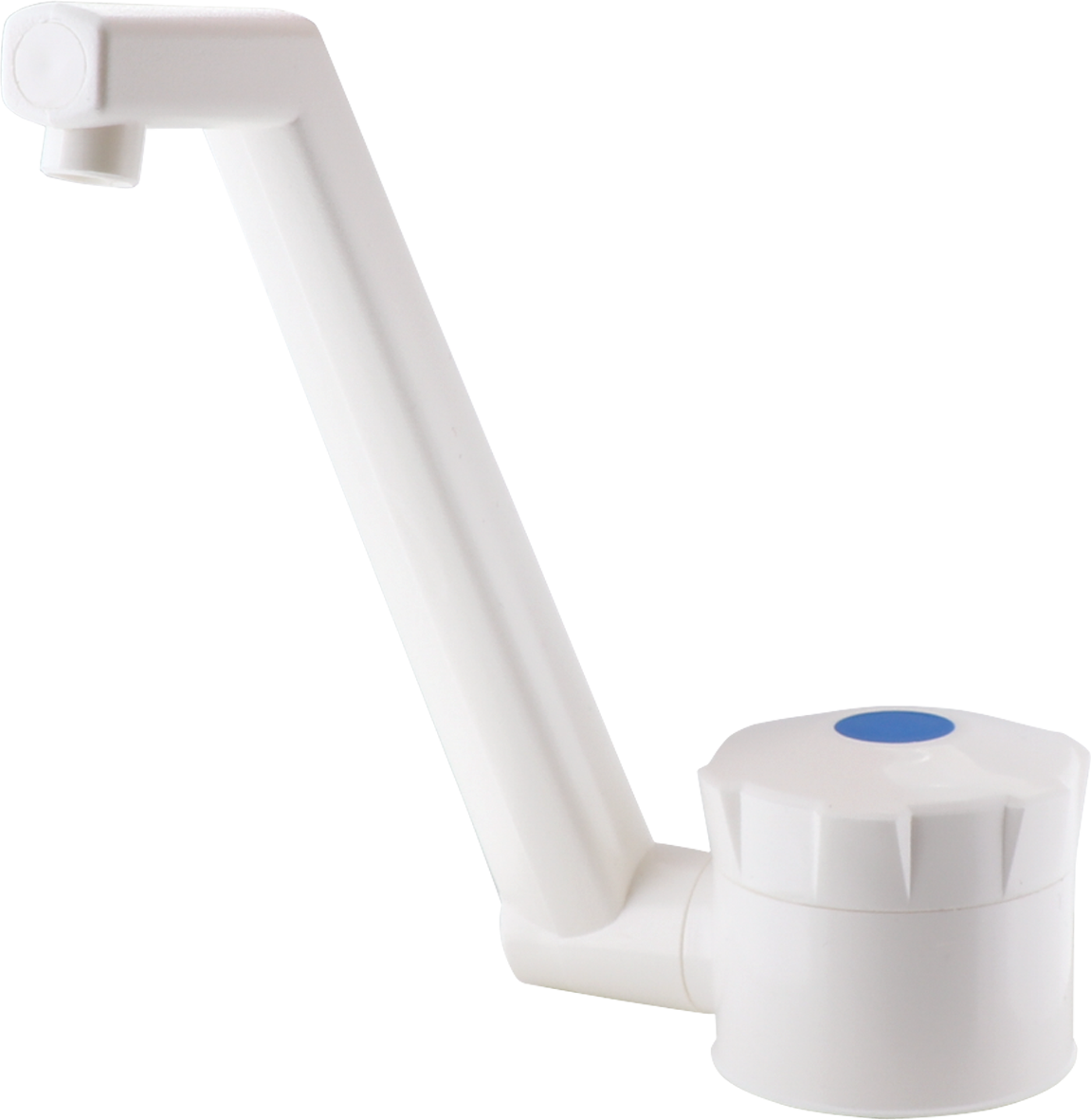 Automatisk vannkran 05 med 45° tut 10/12 mm hvit - Barwig forfra