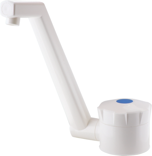 Automatisk vannkran 05 med 45° tut 10/12 mm hvit - Barwig forfra