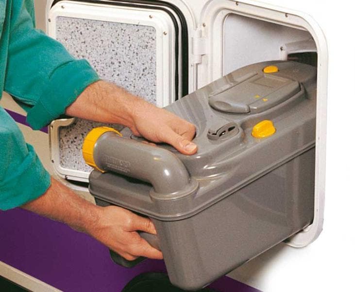 Avfallstank med hjul for C200 kassettoalett 17 liter detalj