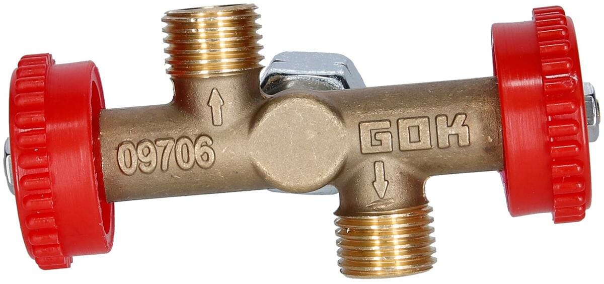 Avgreningsventil med 2 utganger og stengefunksjon, 4 bar - GOK detalj