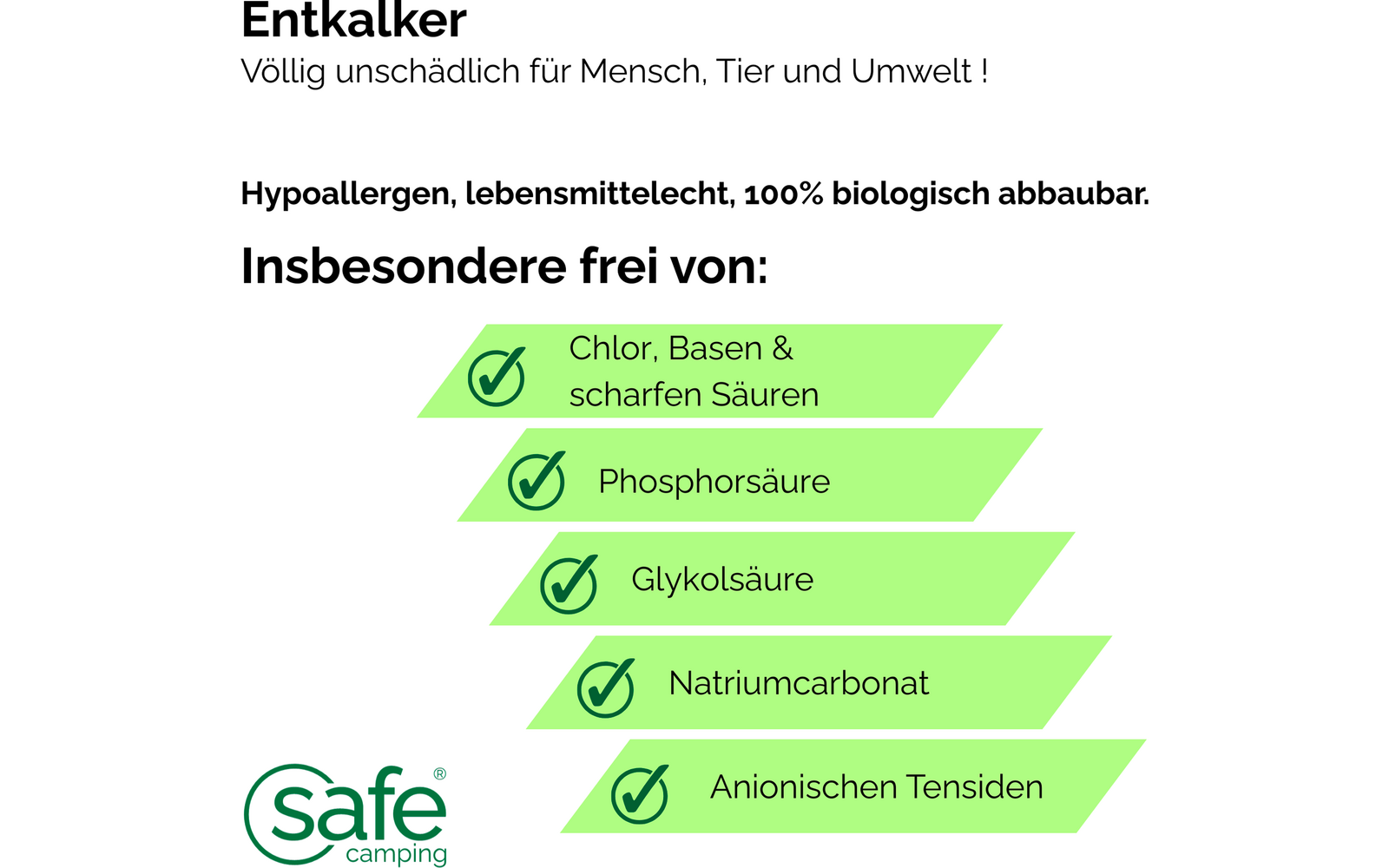 Avkalker for ferskvannssystem i bobil og campingvogn 250 ml - SAFE CAMPING nærbilde