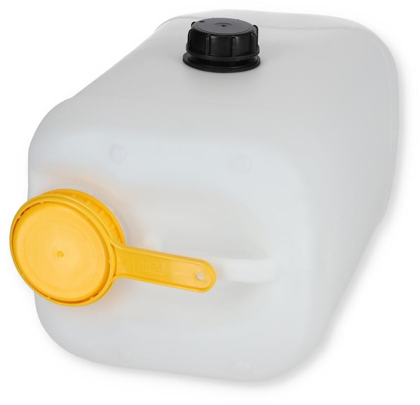 Avløpskanne standard 25 l hvit med DIN 61/96 lukking bakside