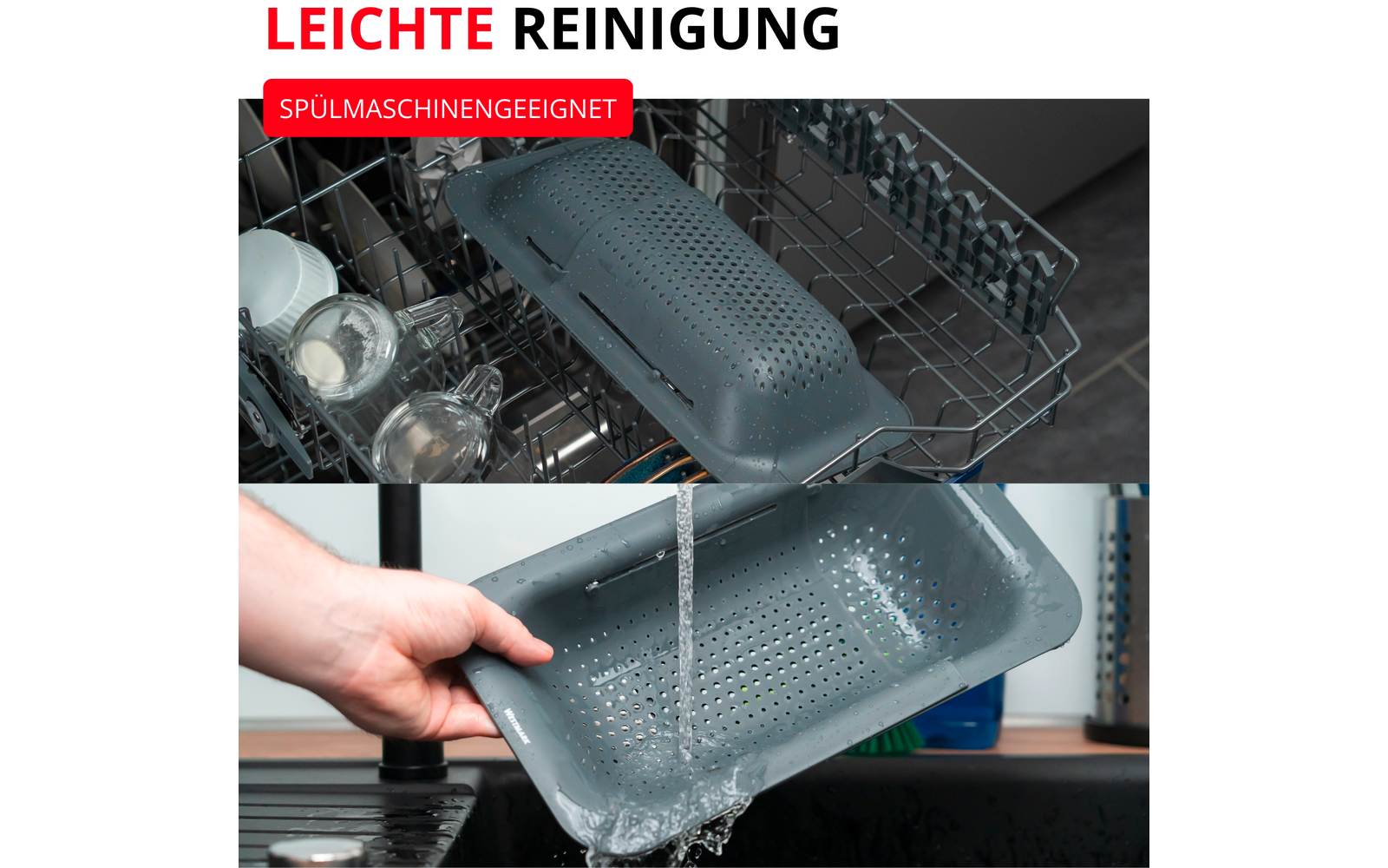 Avrenningssil for oppvaskkum 36-49 cm BPA-fri - Westmark svart plastmateriale